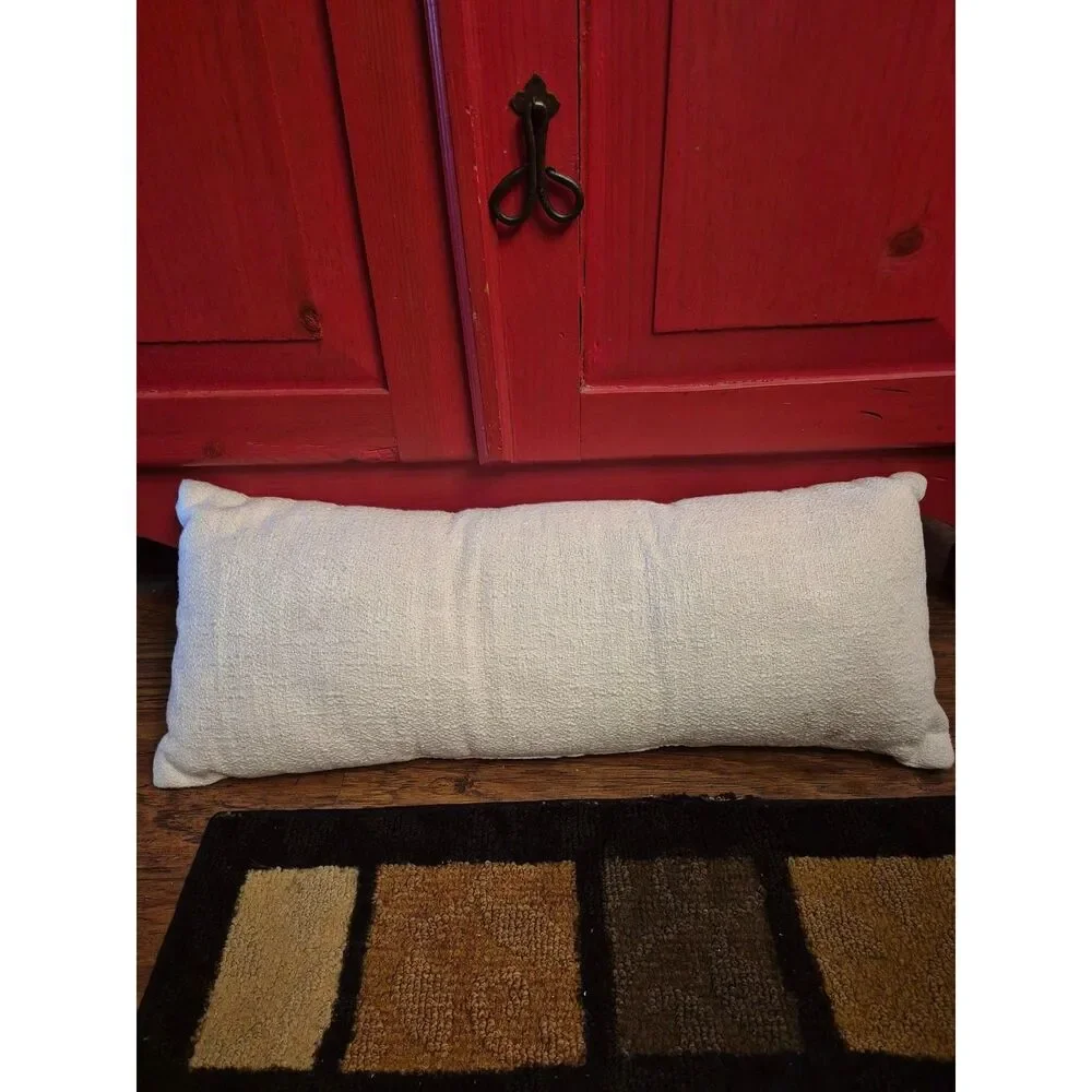 Season's Greetings Long Embroidered Pillow Oversized 29x11 Holiday Season Decor